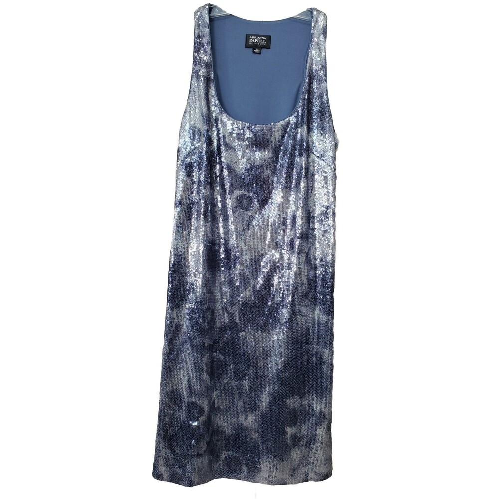 ADRIANNA PAPELL Boutique Sleeveless Silver/Black All-Over SEQUIN Dress Size 6